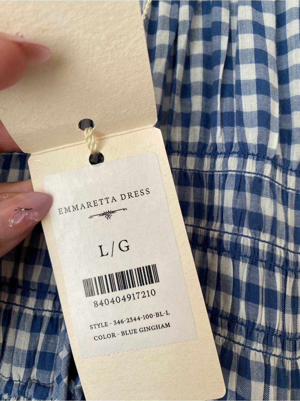 Doen Emmaretta Blue Gingham - L - Picture 3 of 4